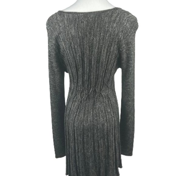 Max Studio Sweater Women Large Grey Pleated Scoop Neck Ribbed Tunic - Picture 3 of 11